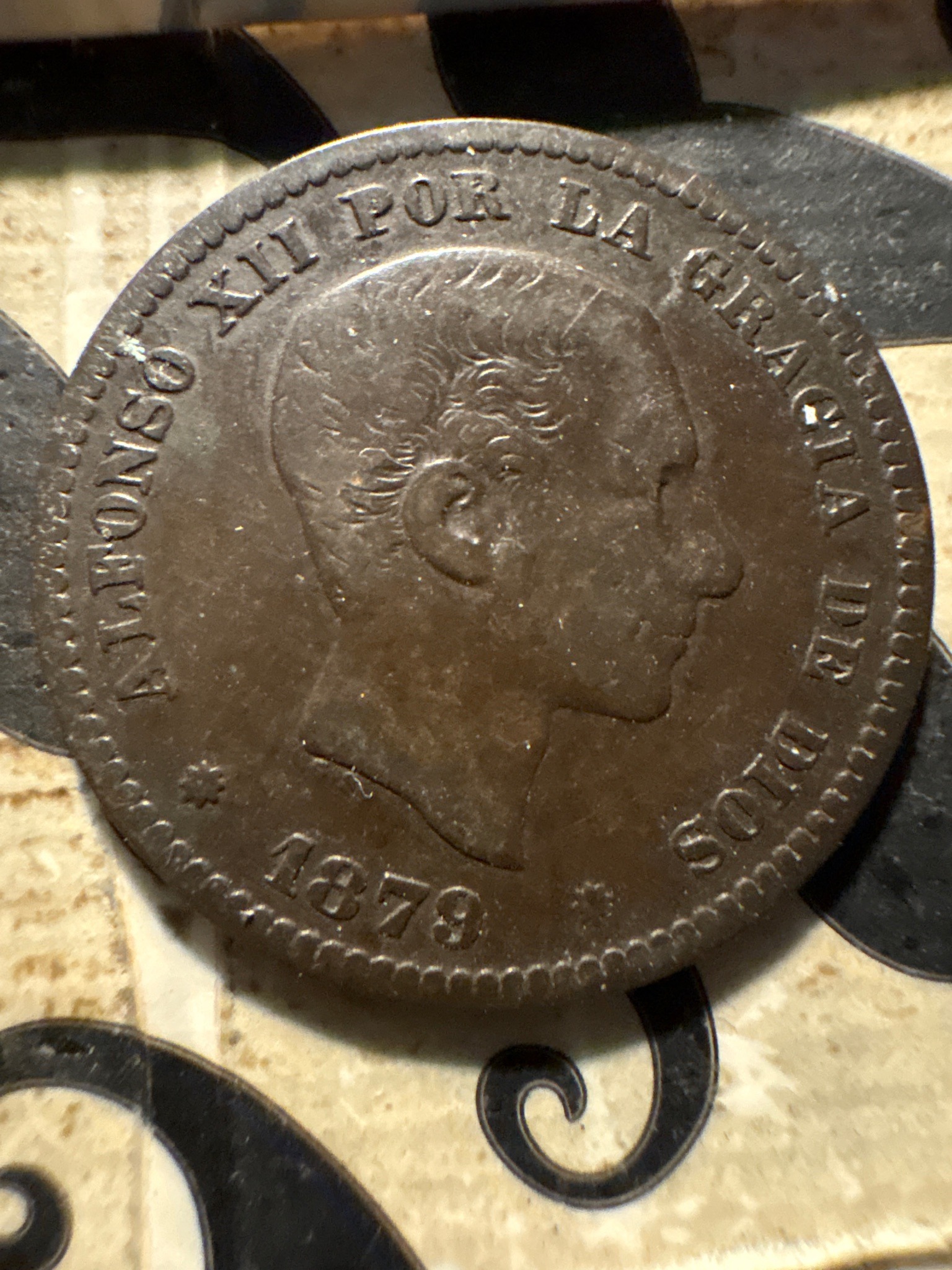 Spain 5 Centimos, Alfonso XII — obverse