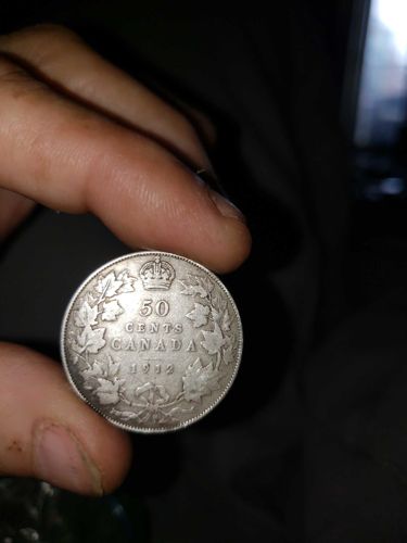 George V 50 Cents (Victorian Leaves Reverse)