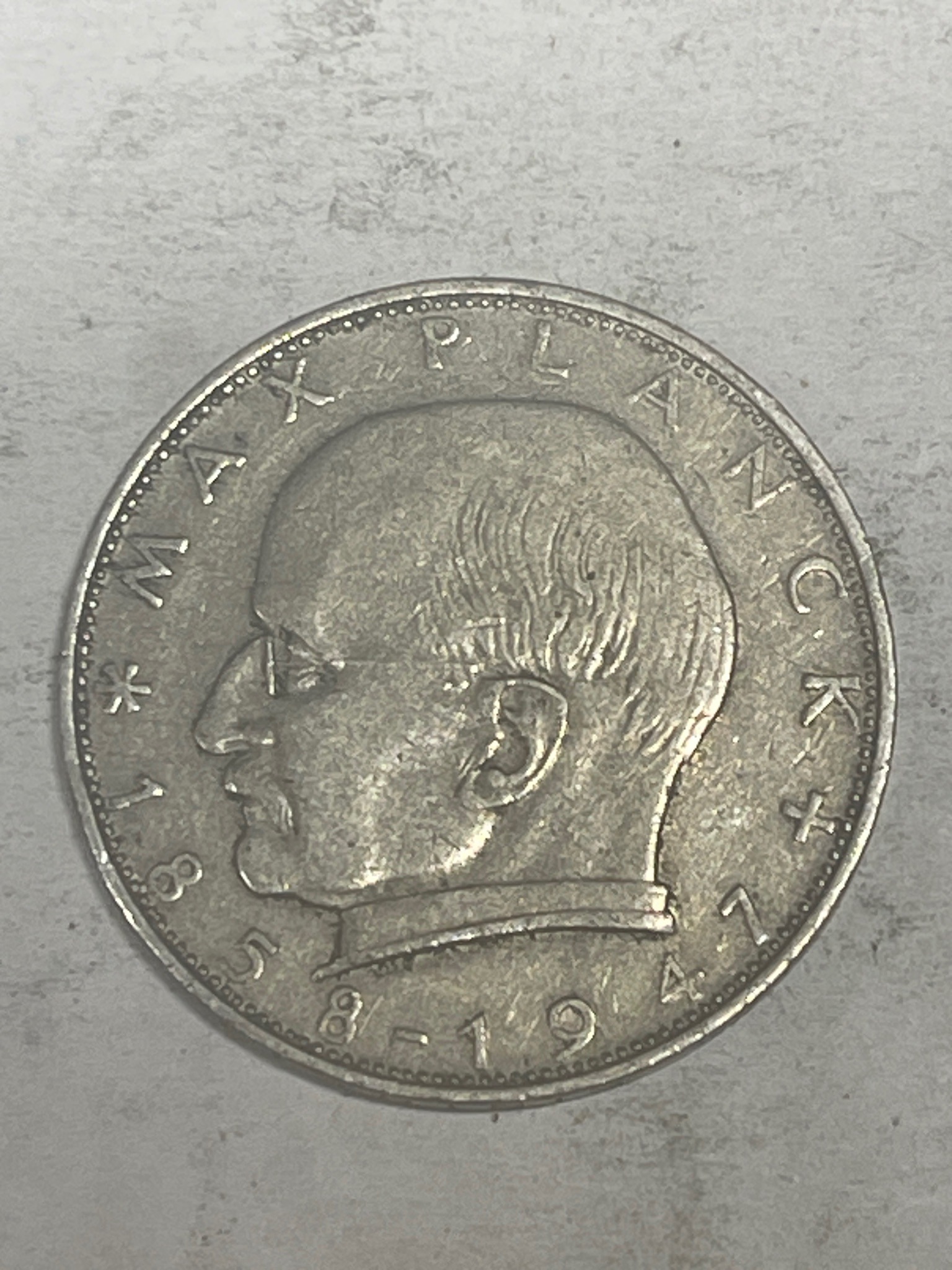 2 Deutsche Mark (Max Planck) — obverse