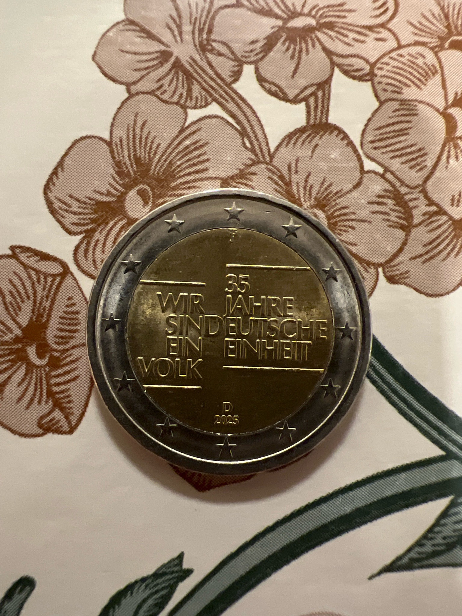2 Euro 35 Years of German Reunification Commemorative Coin — reverse