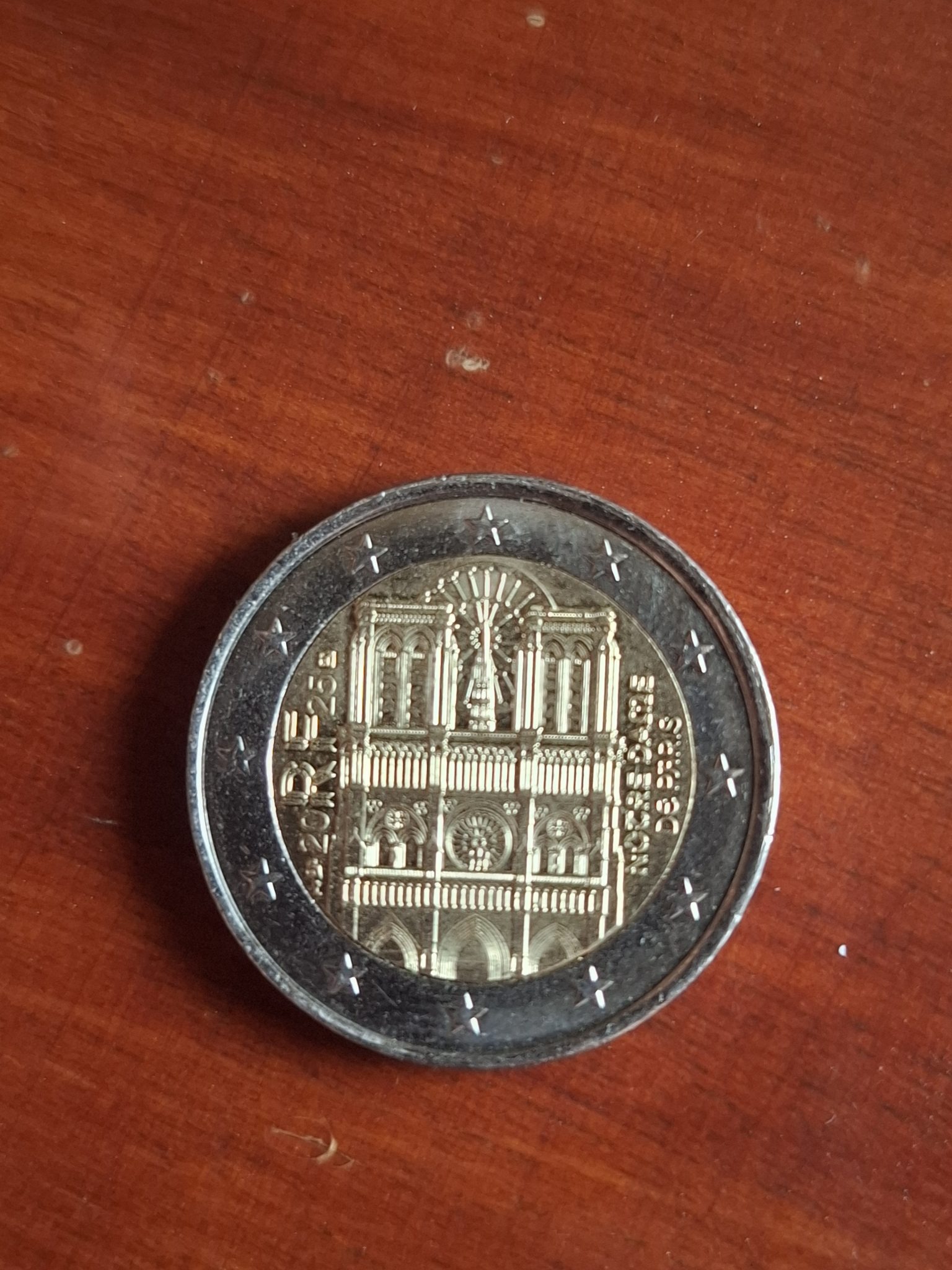 2 Euro Notre-Dame de Paris Commemorative Coin — reverse