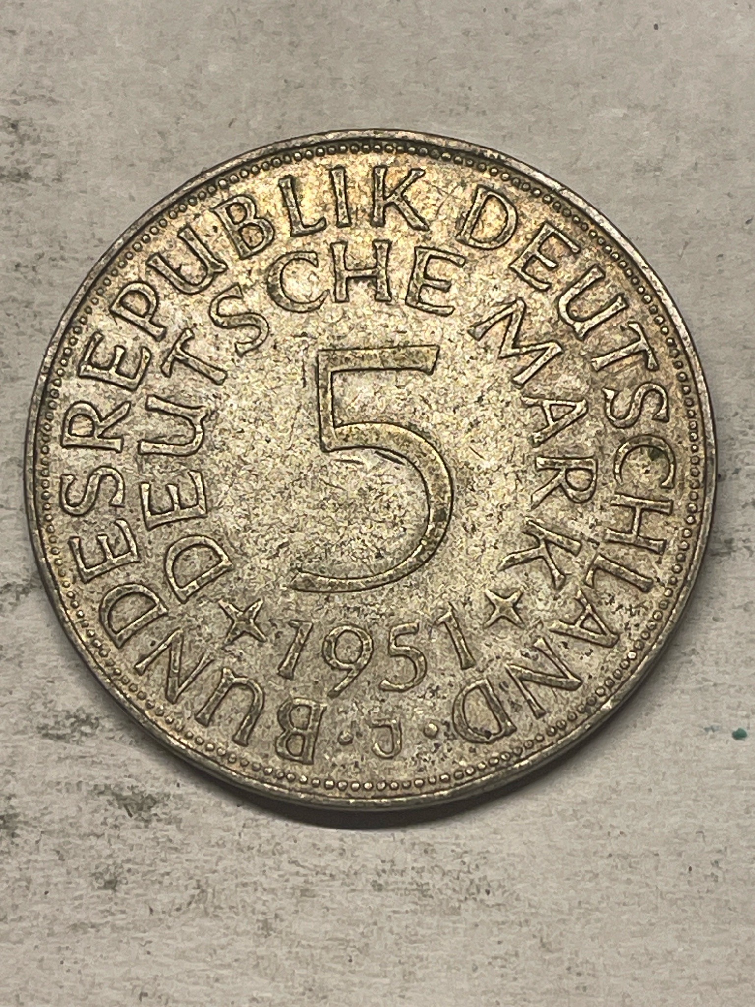 5 Deutsche Mark (Grave Eagle) — reverse
