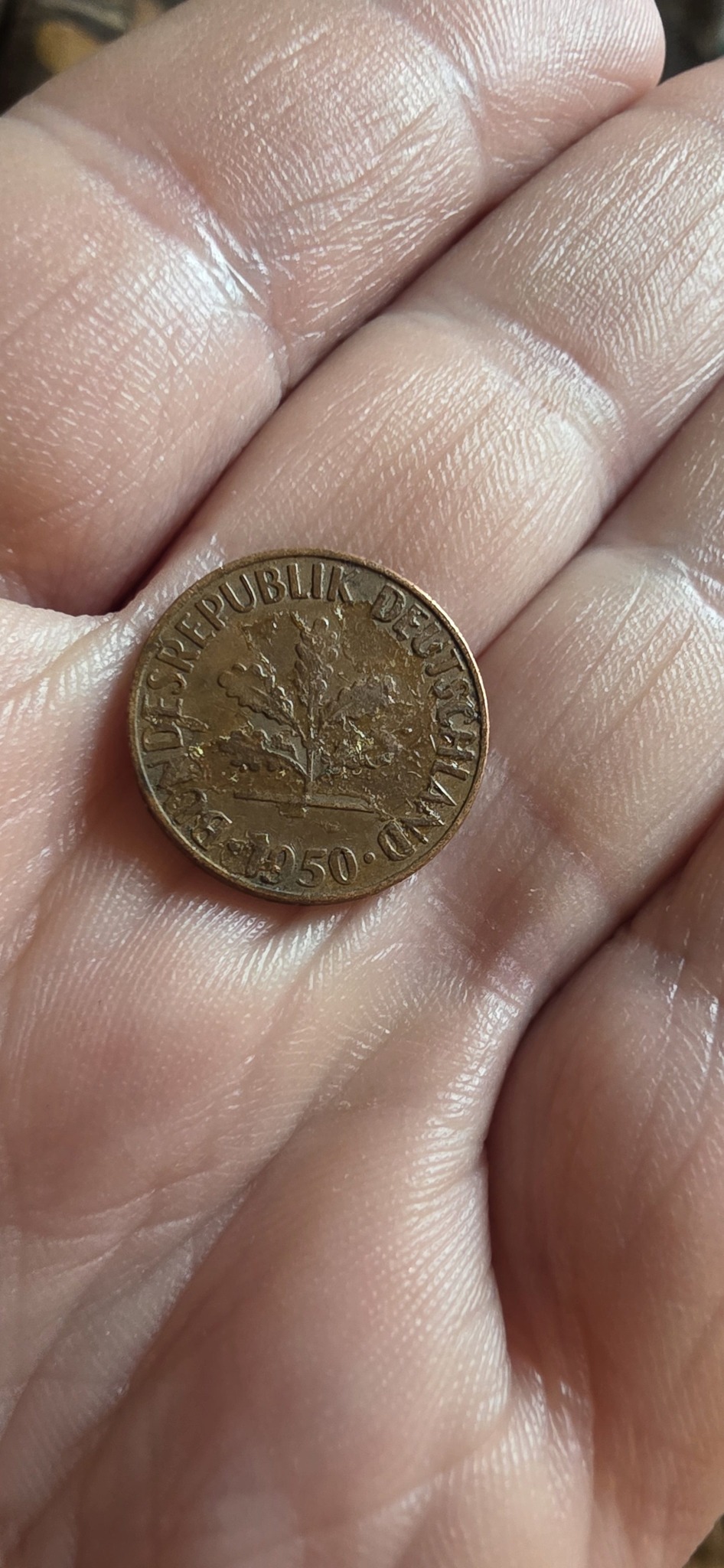 West German 1 Pfennig — reverse