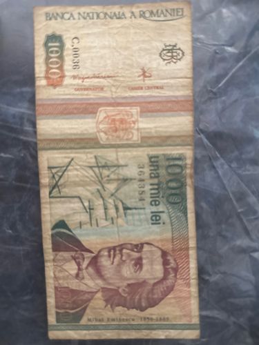 1000 Lei Romanian Banknote (Mihai Eminescu)