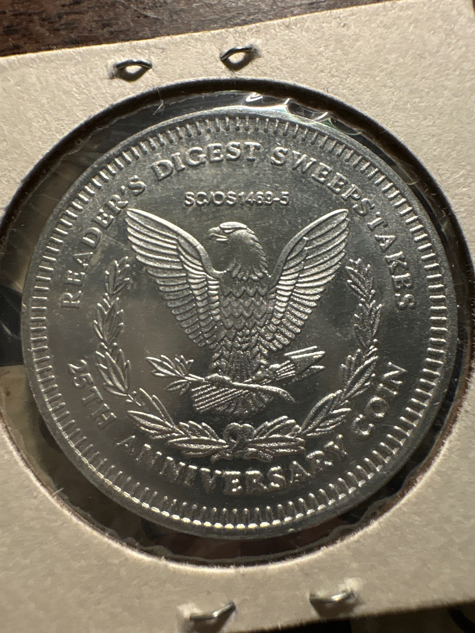 Reader's Digest Sweepstakes 25th Anniversary Coin (Token) — reverse