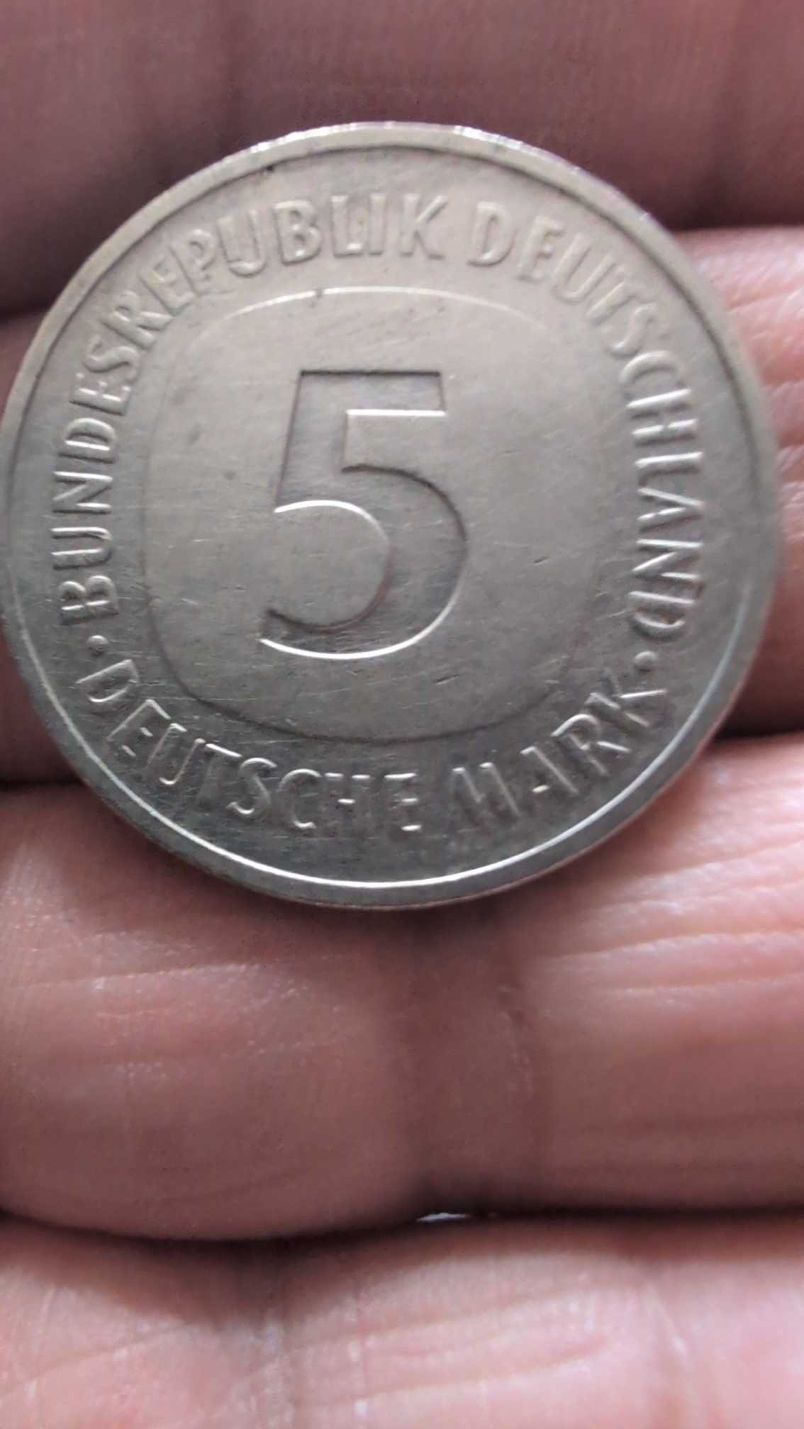 5 Deutsche Mark (Heuss / Eagle Type) — reverse