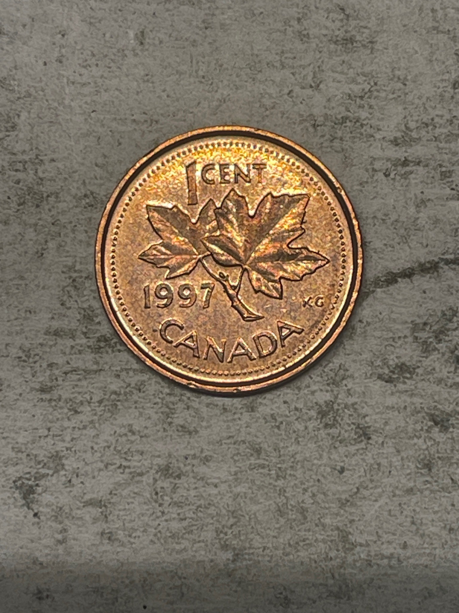 Canadian 1 Cent (Maple Leaf) — reverse