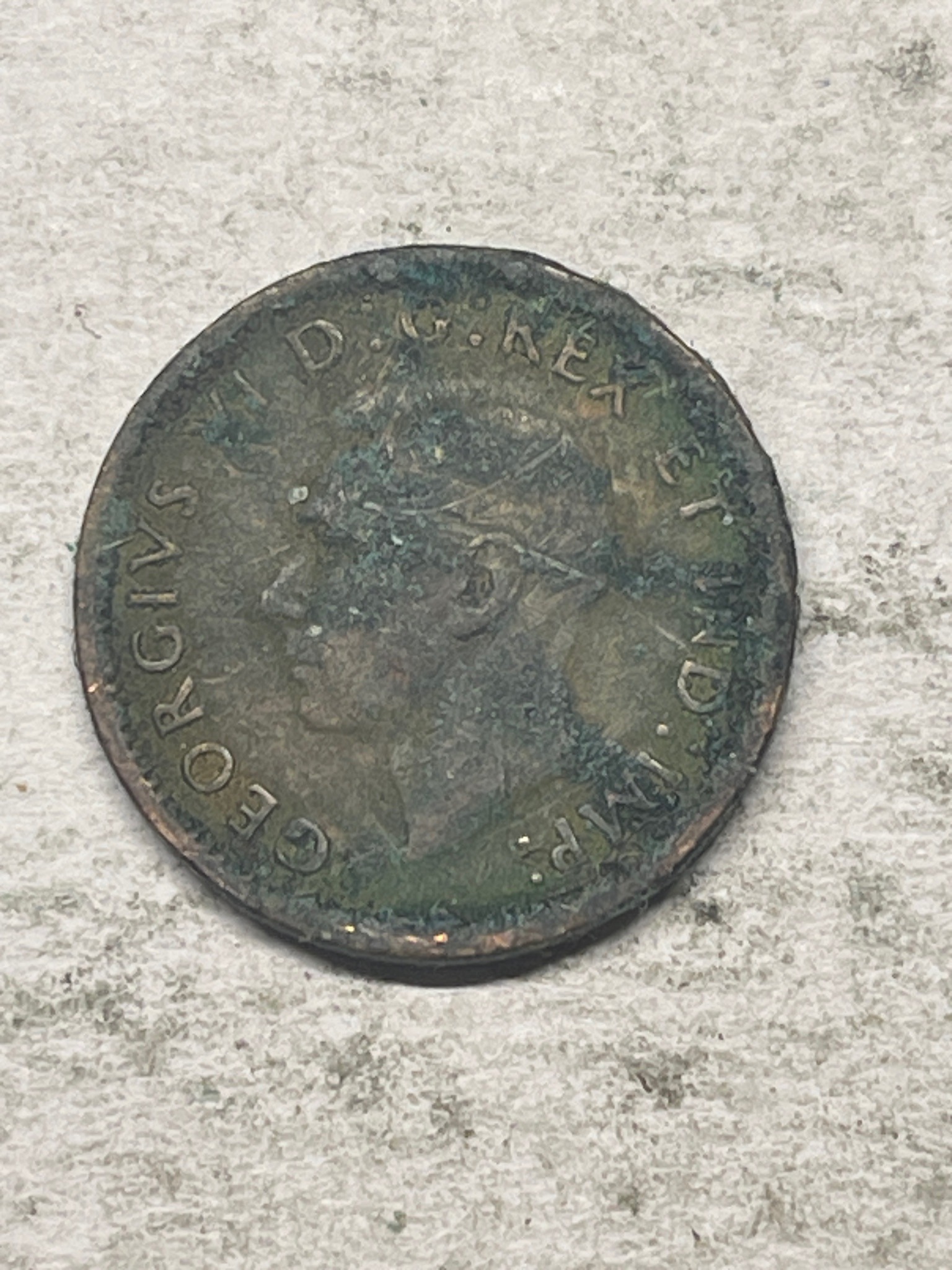 Canadian One Cent (George VI) — obverse
