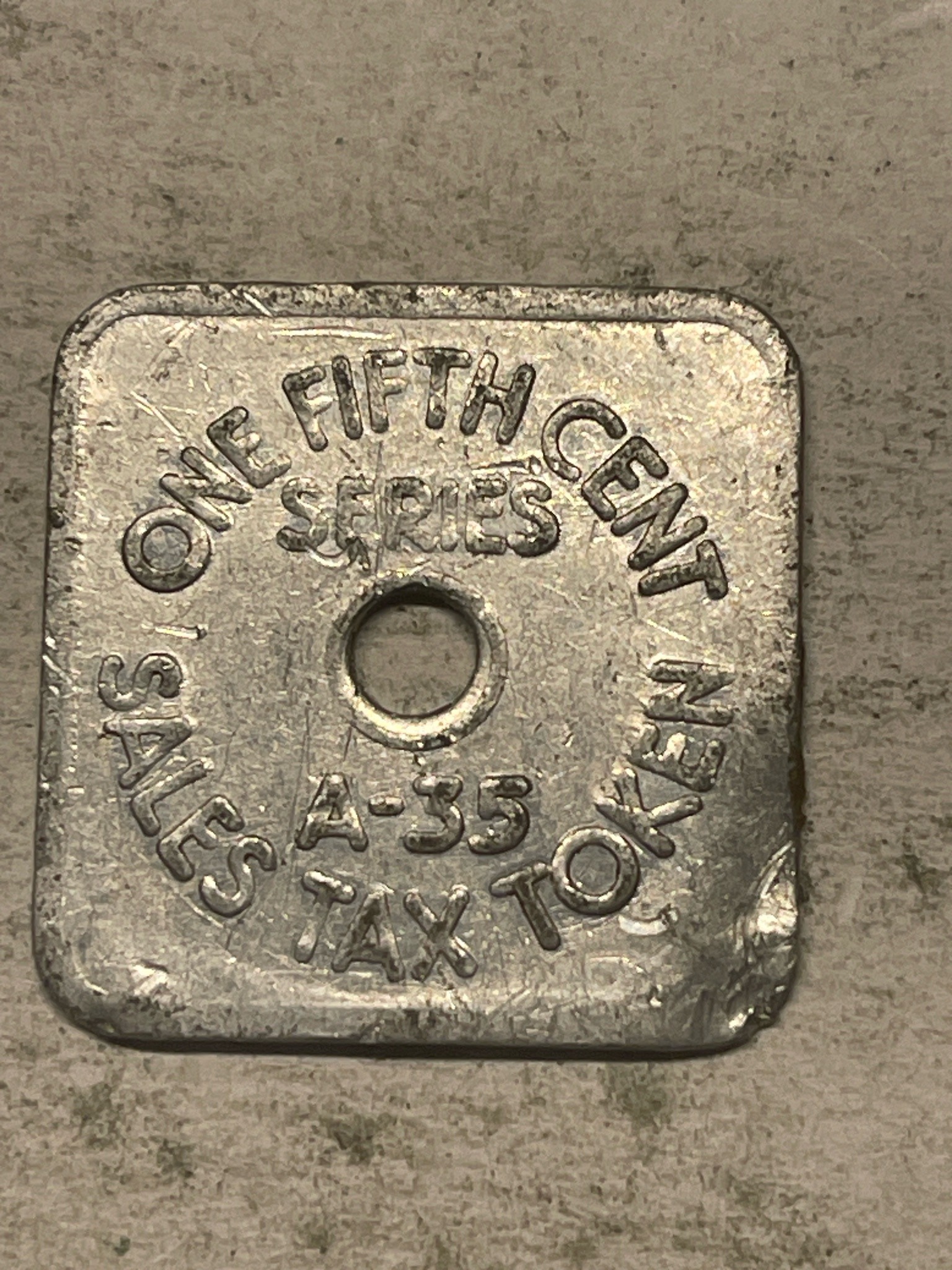 Colorado Sales Tax Token (One Fifth Cent) — obverse