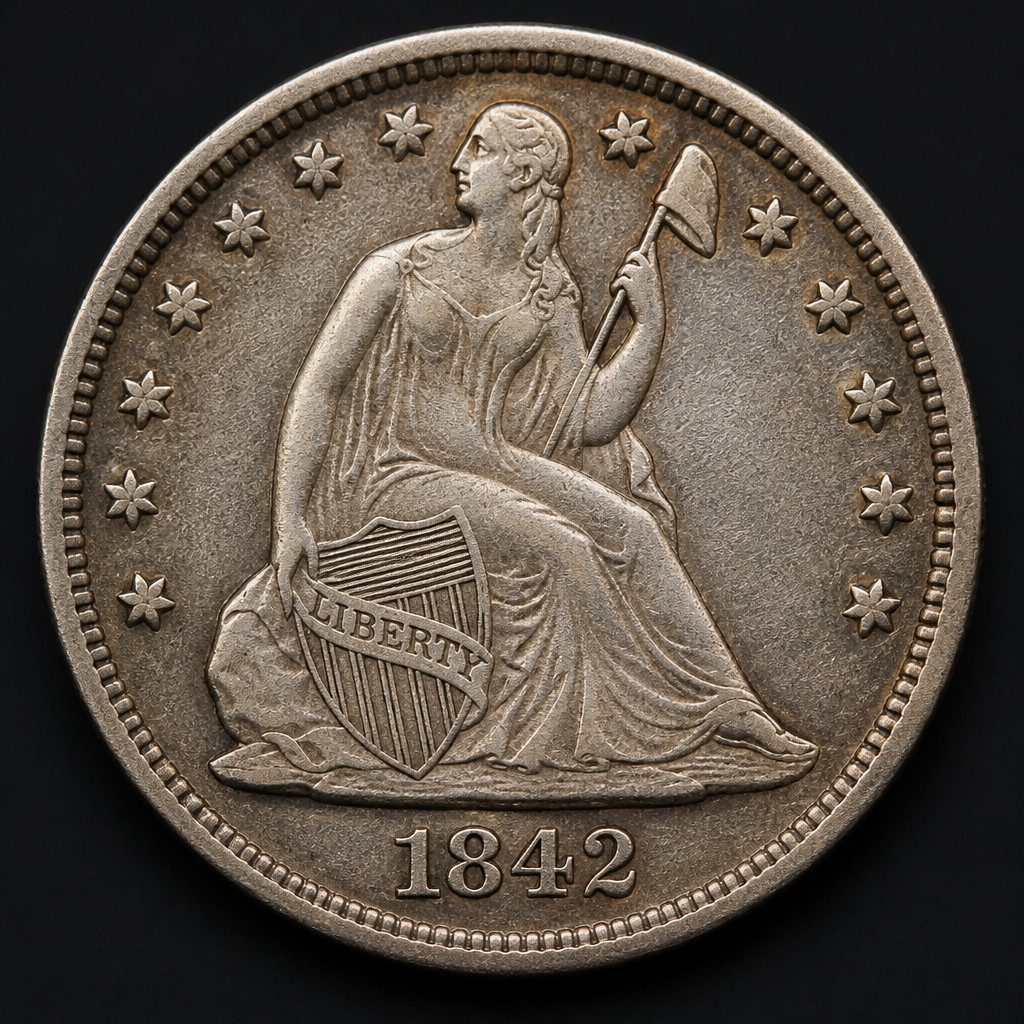 1842-O Small Date Seated Liberty Quarter