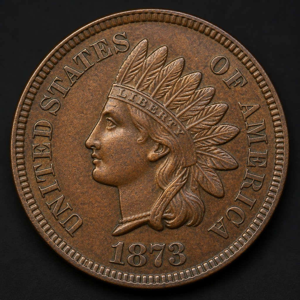 1873 Open 3 vs Closed 3 Indian Head Cent