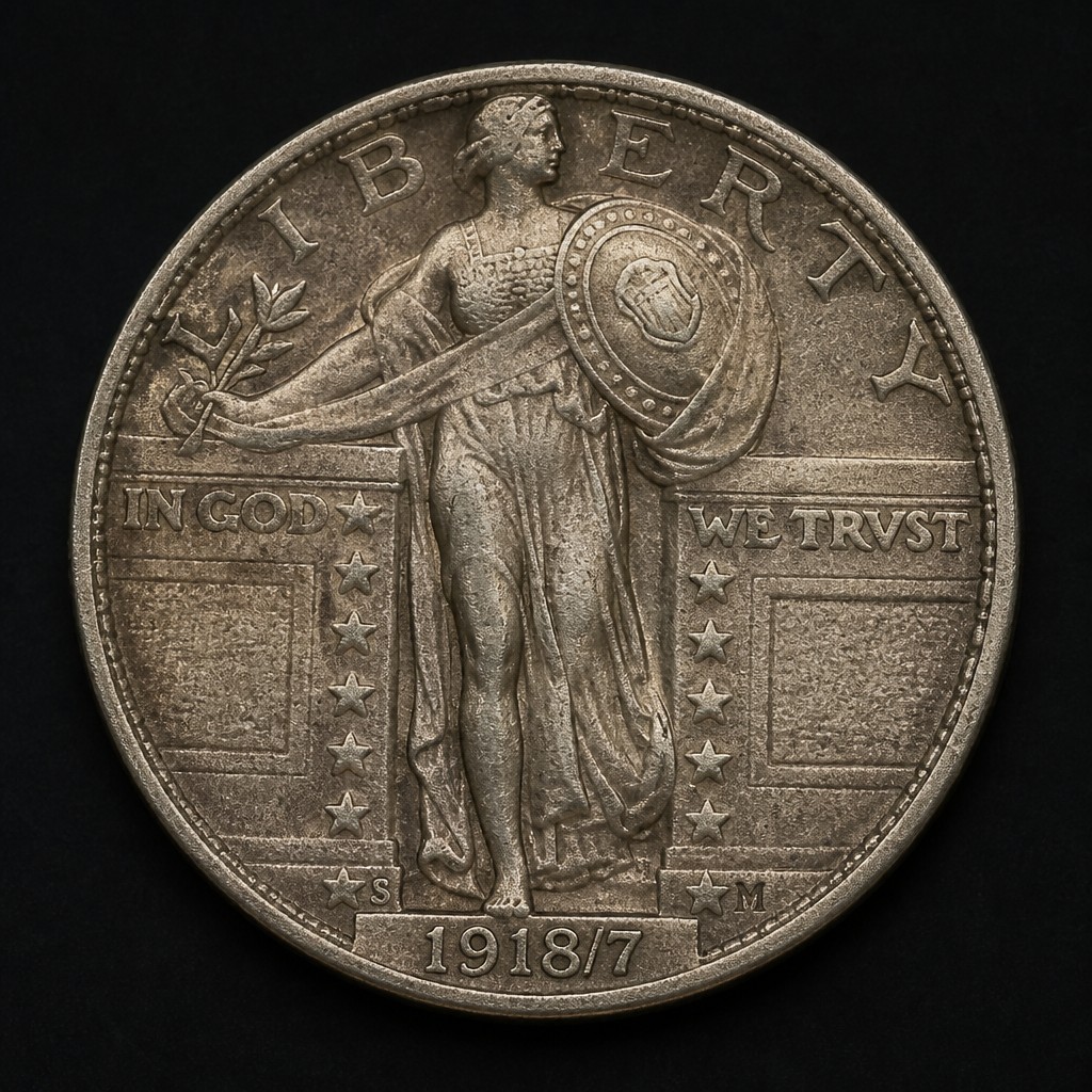 1918/7-S Standing Liberty Quarter Overdate