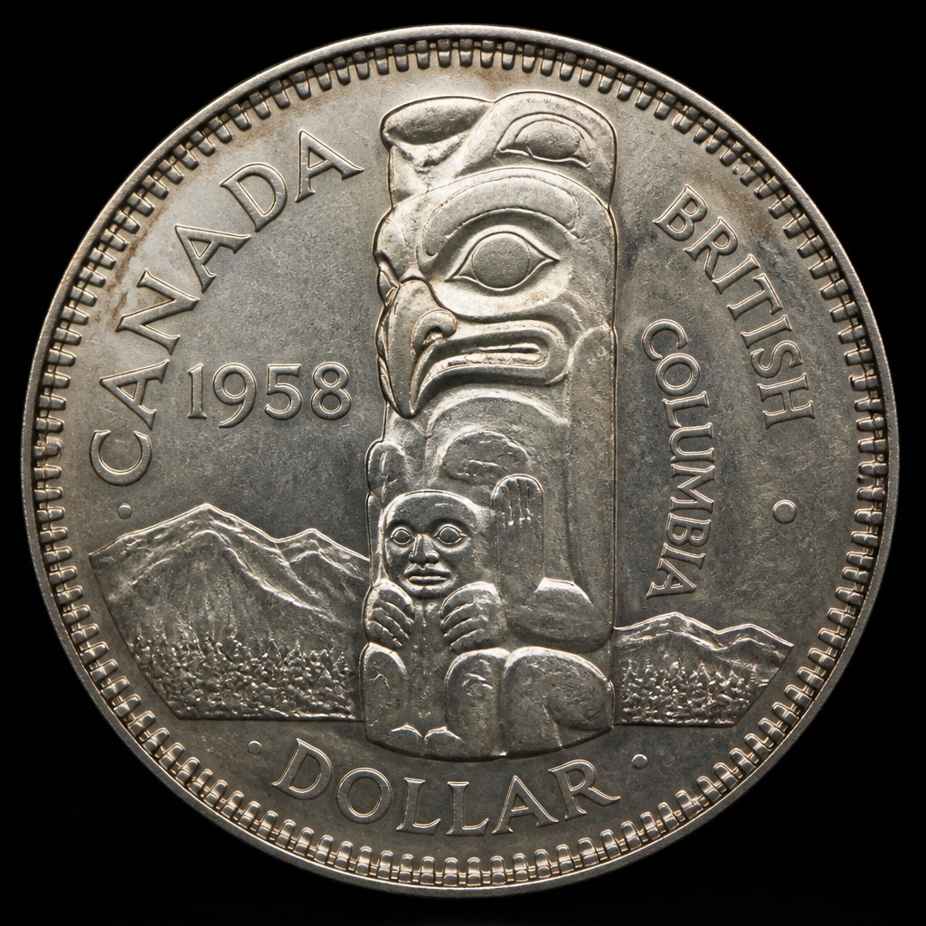 1958 British Columbia Totem Pole Dollar