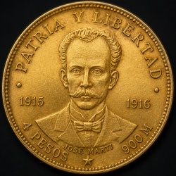 Cuba 4 Pesos Gold Jose Marti