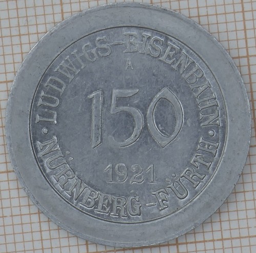 Ludwigs-Eisenbahn Nürnberg-Fürth 150 Pfennig