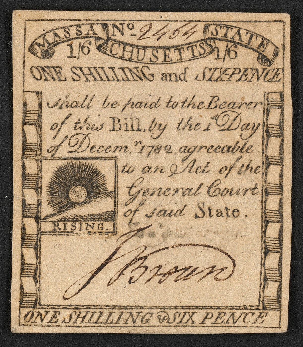 Massachusetts Shilling (1 Shilling 6 Pence)