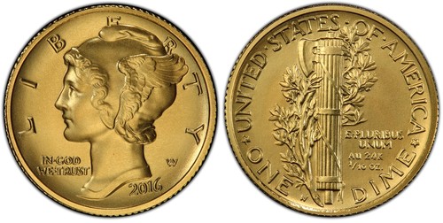 Mercury Dime Centennial Gold