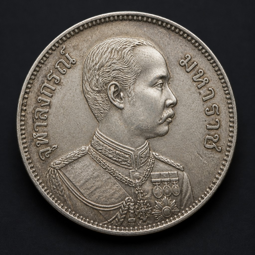 Siamese Rama V Silver Baht