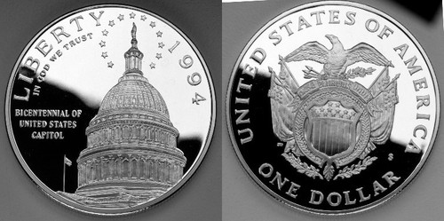 U.S. Capitol Bicentennial Silver Dollar