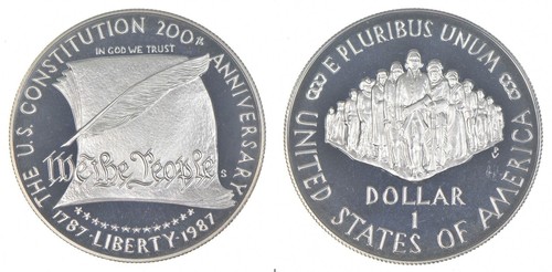 U.S. Constitution Bicentennial Silver Dollar