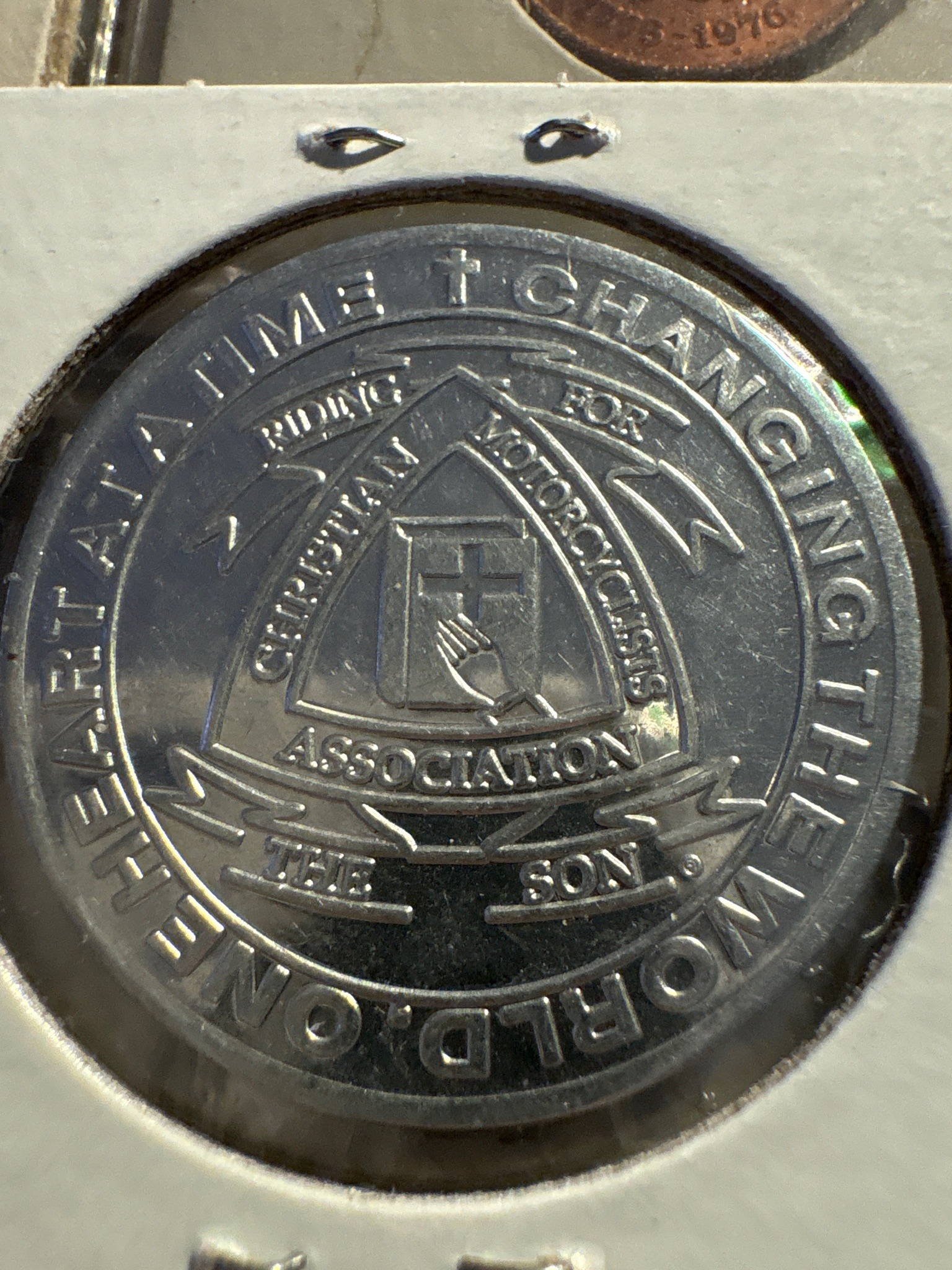 Christian Motorcyclists Association (CMA) Outreach Token — reverse
