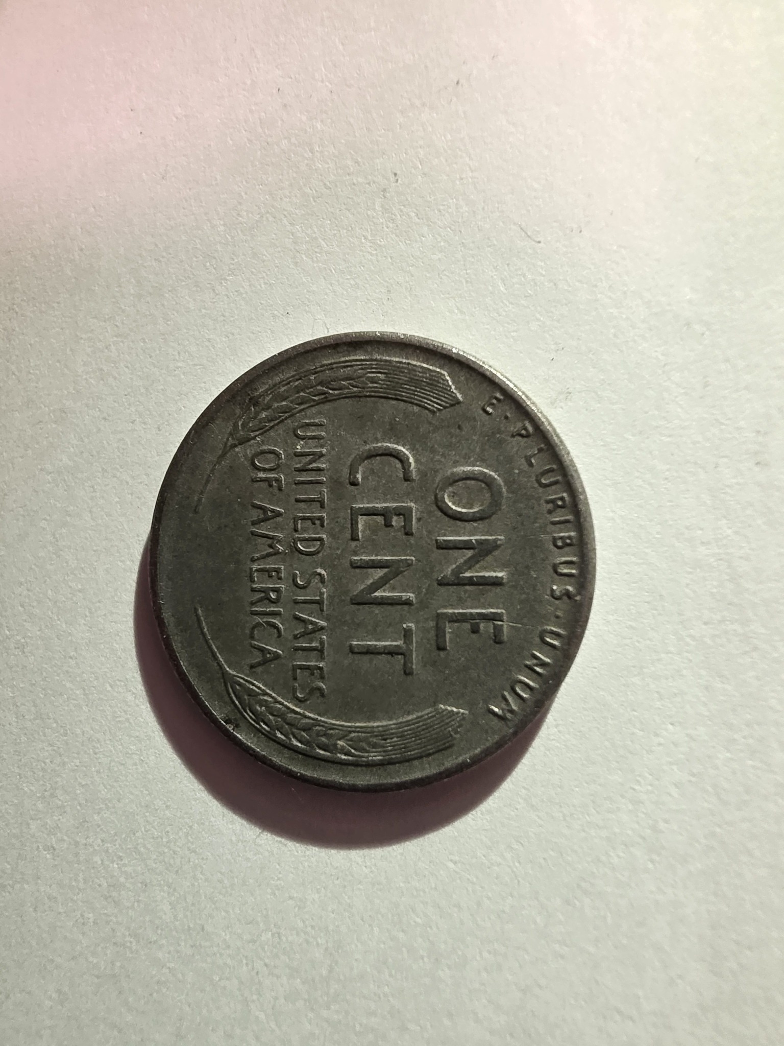 Lincoln Wheat Cent (Steel) — reverse
