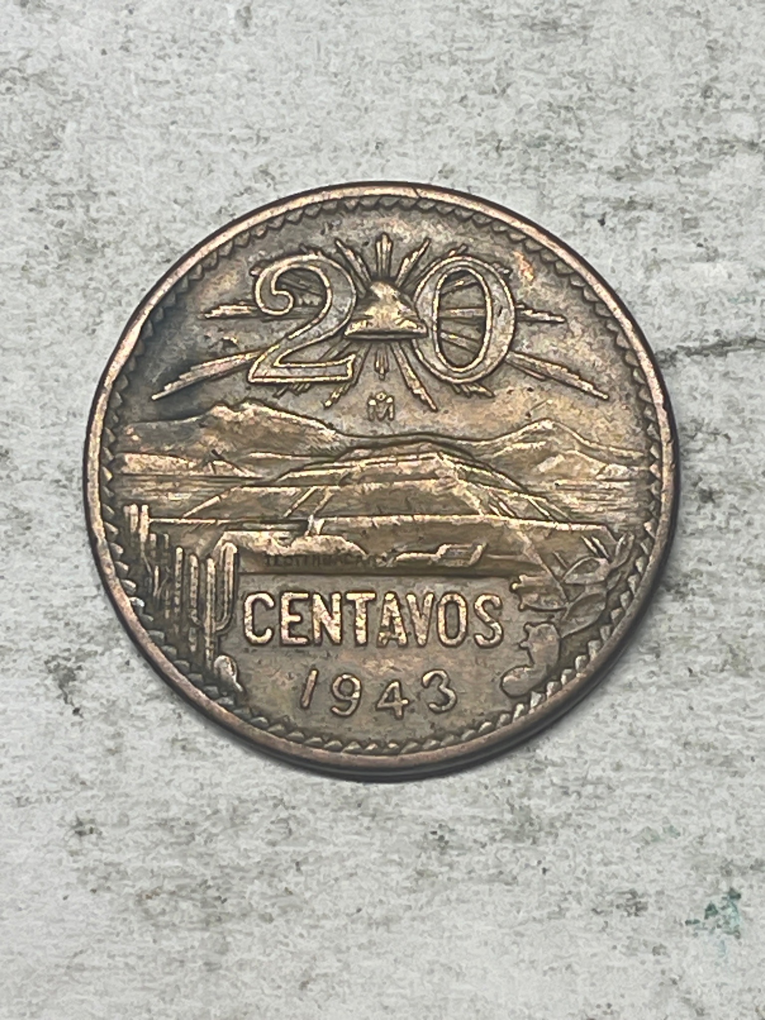 Mexico 20 Centavos (Pyramid of the Sun series) — obverse