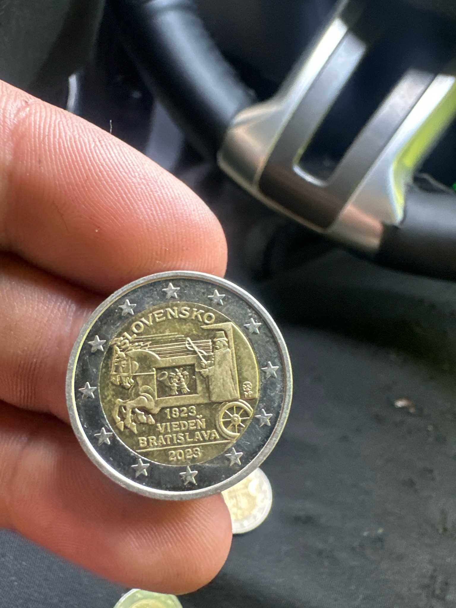 Slovakia 2 Euro 200th Anniversary of the First Horse-drawn Express Mail Service Vienna-Bratislava — reverse