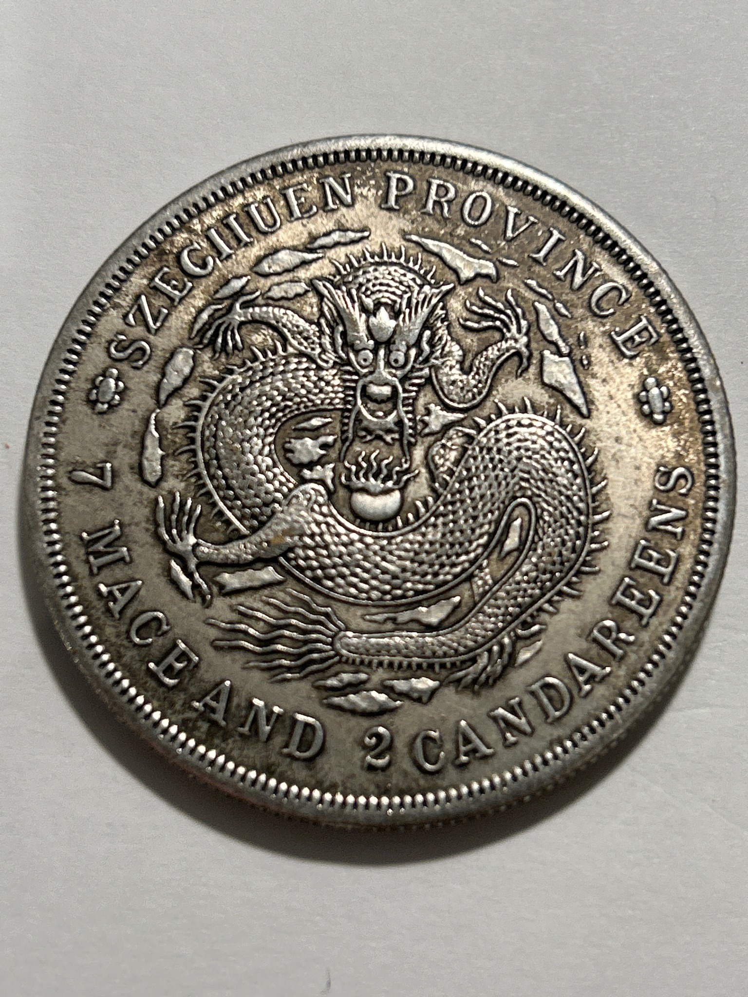 Szechuan Province 7 Mace and 2 Candareens (Dragon Dollar) — obverse